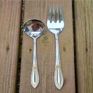 Mayfair Gold By Yamazaki 2 Piece Serving Set Meat Fork Ladle